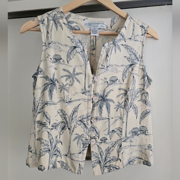 Pineapple Moon Silk Vest / Top - Picture 1 of 6